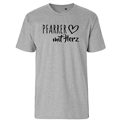 HUURAA Herren T-Shirt Pfarrer mit Herz Bio Baumwolle Fairtrade Oberteil Größe XXL Sport Grey mit Motiv für die tollsten Menschen Geschenk Idee für Freunde und Familie von HUURAA