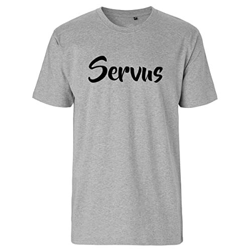 Huuraa Herren T-Shirt Servus Schriftzug Bio Baumwolle Fairtrade Oberteil Größe M mit stylischem Motiv Geschenk Idee für Freunde und Familie von Huuraa