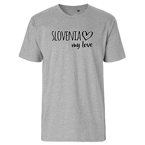 Huuraa Herren T-Shirt Slovenia My Love Bio Baumwolle Fairtrade Oberteil Größe 3XL für alle die Slowenien lieben Geschenk Idee für Freunde und Familie von Huuraa