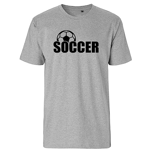 Huuraa Herren T-Shirt Soccer Ball Bio Baumwolle Fairtrade Oberteil Größe L mit Motiv für alle Fussball Fans Geschenk Idee für Freunde und Familie von Huuraa