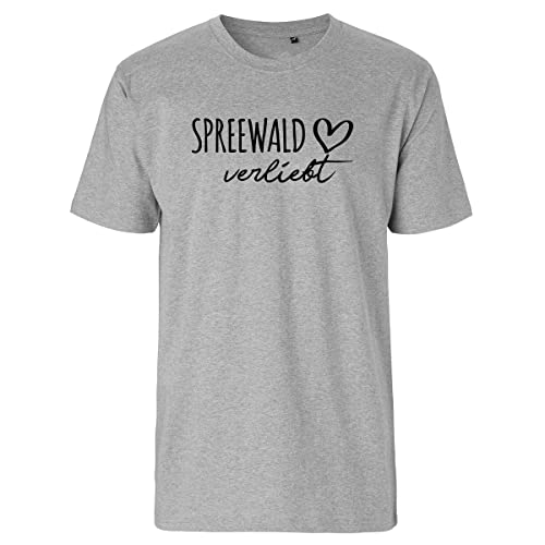 huuraa Herren T-Shirt Spreewald verliebt Bio Baumwolle Fairtrade Oberteil Größe XXL Sport Grey mit Namen deiner lieblings Region Geschenk Idee für Freunde und Familie von huuraa