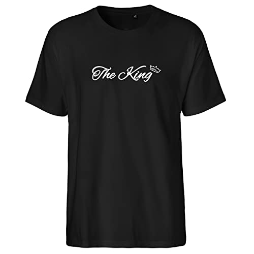 HUURAA Herren T-Shirt The King Krone Bio Baumwolle Fairtrade Oberteil Größe L Black mit Motiv Hochzeits Geschenk Idee für Freunde und Familie von HUURAA