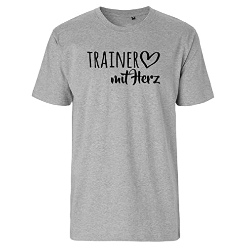 HUURAA Herren T-Shirt Trainer mit Herz Bio Baumwolle Fairtrade Oberteil Größe L Sport Grey mit Motiv für die tollsten Menschen Geschenk Idee für Freunde und Familie von HUURAA