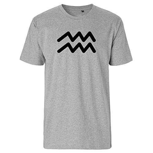 Huuraa Herren T-Shirt Wassermann Sternzeichen Zeichen Bio Baumwolle Fairtrade Oberteil Größe M mit Tierkreiszeichen Symbol Geschenk Idee für Freunde und Familie von Huuraa