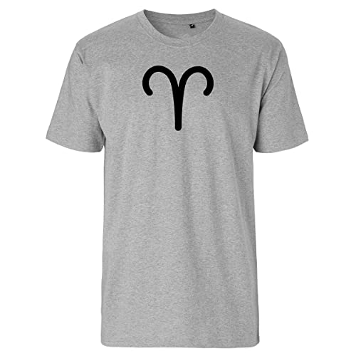 Huuraa Herren T-Shirt Widder Sternzeichen Zeichen Bio Baumwolle Fairtrade Oberteil Größe L mit Tierkreiszeichen Symbol Geschenk Idee für Freunde und Familie von Huuraa