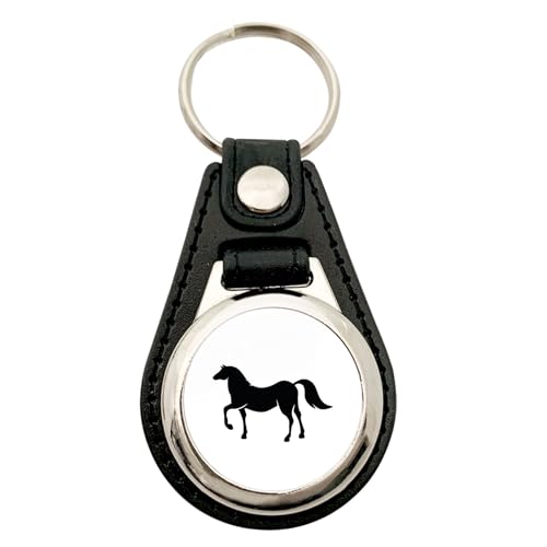 Huuraa Anhänger Pferd Silhouette Geschenk Metall mit Kunstleder Einkaufswagenlöser Pferd Präsent von Huuraa