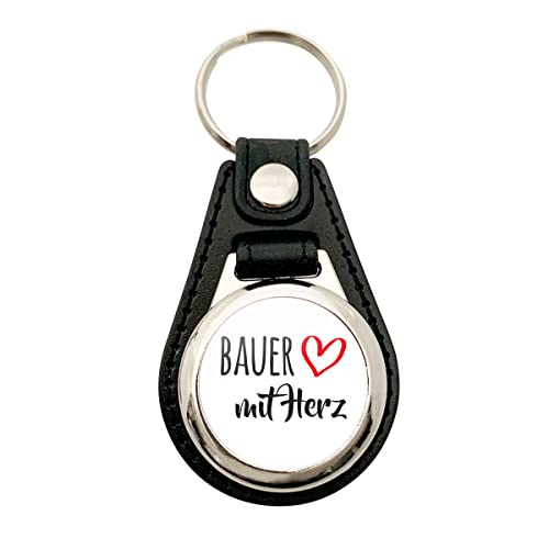 HUURAA Schlüsselanhänger Bauer mit Herz Anhänger Metall mit Kunstleder mit Motiv für die tollsten Menschen Geschenk Idee für Freunde und Familie von HUURAA