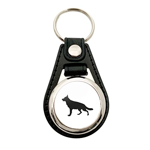 HUURAA Schlüsselanhänger Deutscher Schäferhund Silhouette Anhänger Größe Metall mit Kunstleder mit Motiv für Hundefreunde Geschenk Idee für Freunde und Familie von HUURAA