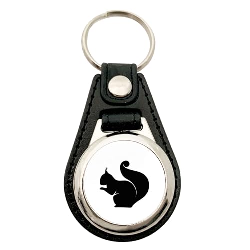 Huuraa Anhänger Eichhörnchen Silhouette Geschenk Metall mit Kunstleder Einkaufswagenlöser Eichhörnchen Präsent von Huuraa