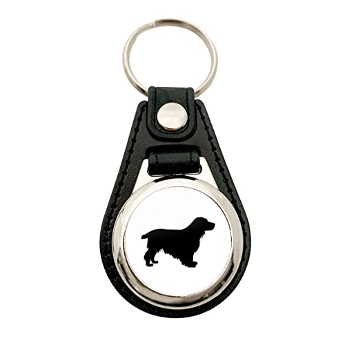 HUURAA Schlüsselanhänger English Cocker Spaniel Silhouette Anhänger Größe Metall mit Kunstleder mit Motiv für Hundefreunde Geschenk Idee für Freunde und Familie von HUURAA