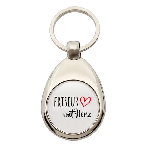 Huuraa Schlüsselanhänger Friseur mit Herz Geschenk Metall Einkaufswagenchip Friseur Geschenkidee von Huuraa