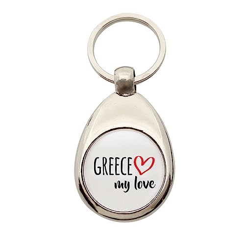 Huuraa Schlüsselanhänger Greece my love Anhänger Größe Metall für alle Fans von Griechenland Geschenk Idee für Freunde und Familie von Huuraa