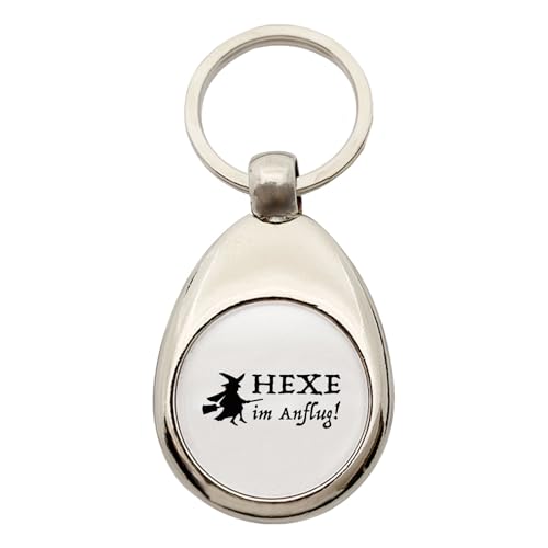 Huuraa Schlüsselanhänger Hexe im Anflug Geschenk Metall Einkaufswagenchip Hexe Geschenkidee von Huuraa