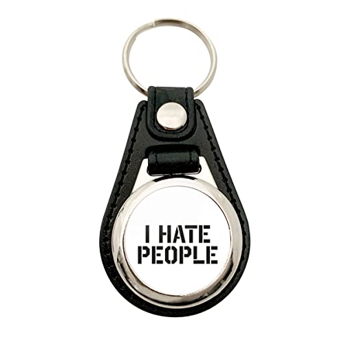 HUURAA Schlüsselanhänger I HATE PEOPLE Anhänger Metall mit Kunstleder mit witzigem Spurch Geschenk Idee für Freunde und Familie von HUURAA