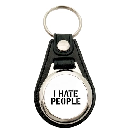 Huuraa Anhänger I hate people Geschenk Metall mit Kunstleder Einkaufswagenlöser I hate people Präsent von Huuraa