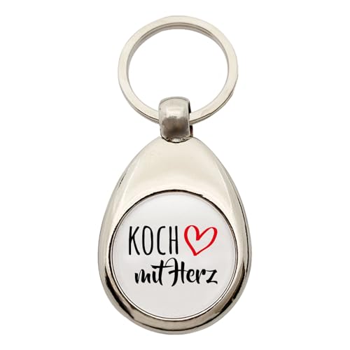 Huuraa Schlüsselanhänger Koch mit Herz Geschenk Metall Einkaufswagenchip Koch Geschenkidee von Huuraa