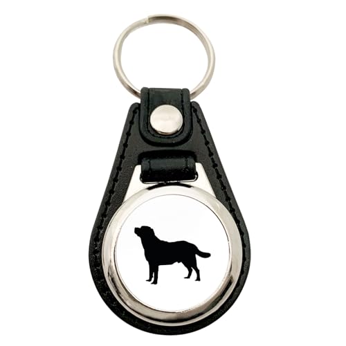 Huuraa Anhänger Labrador Retriever Silhouette Geschenk Metall mit Kunstleder Einkaufswagenlöser Labrador Retriever Präsent von Huuraa
