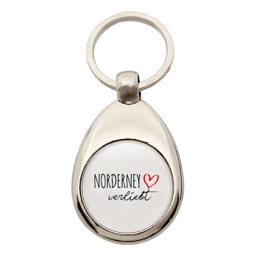 Huuraa Schlüsselanhänger Norderney verliebt Geschenk Metall Einkaufswagenchip Norderney Geschenkidee von Huuraa