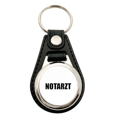 Huuraa Anhänger Notarzt Schriftzug Geschenk Metall mit Kunstleder Einkaufswagenlöser Notarzt Präsent von Huuraa