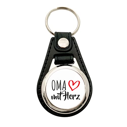 HUURAA Schlüsselanhänger Oma mit Herz Anhänger Metall mit Kunstleder mit Motiv für die tollsten Menschen Geschenk Idee für Freunde und Familie von HUURAA
