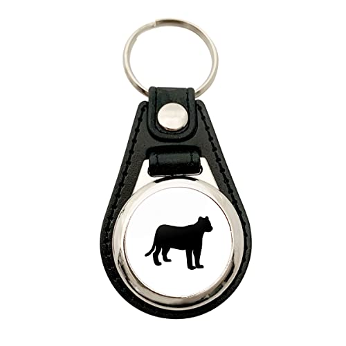 Huuraa Schlüsselanhänger Panther Silhouette Anhänger Größe Metall mit Kunstleder mit Motiv für alle Tierfreunde Geschenk Idee für Freunde und Familie von Huuraa