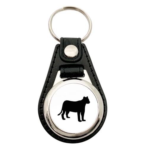 Huuraa Anhänger Panther Silhouette Geschenk Metall mit Kunstleder Einkaufswagenlöser Panther Präsent von Huuraa