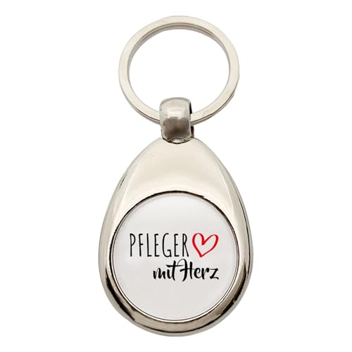 Huuraa Schlüsselanhänger Pfleger mit Herz Geschenk Metall Einkaufswagenchip Pfleger Geschenkidee von Huuraa