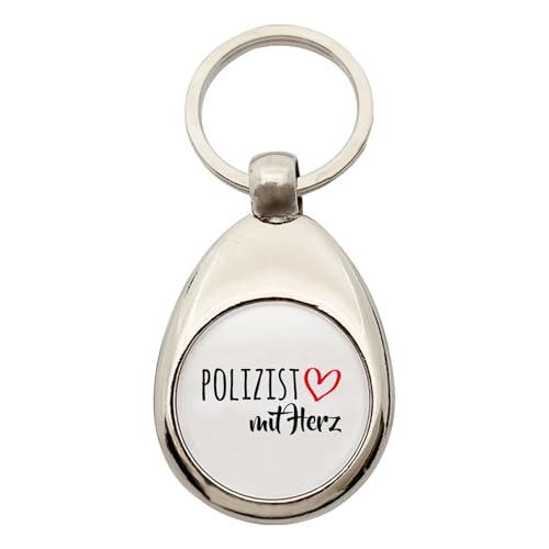 Huuraa Schlüsselanhänger Polizist mit Herz Geschenk Metall Einkaufswagenchip Polizist Geschenkidee von Huuraa