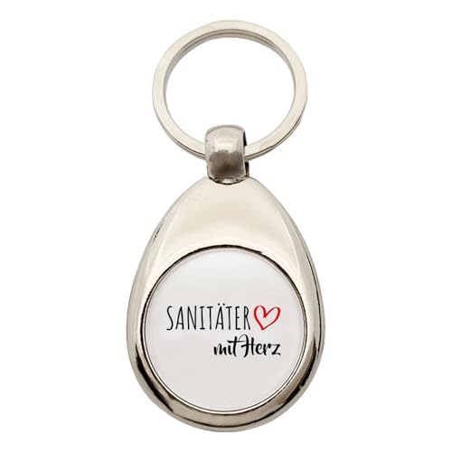Huuraa Schlüsselanhänger Sanitäter mit Herz Geschenk Metall Einkaufswagenchip Sanitäter Geschenkidee von Huuraa