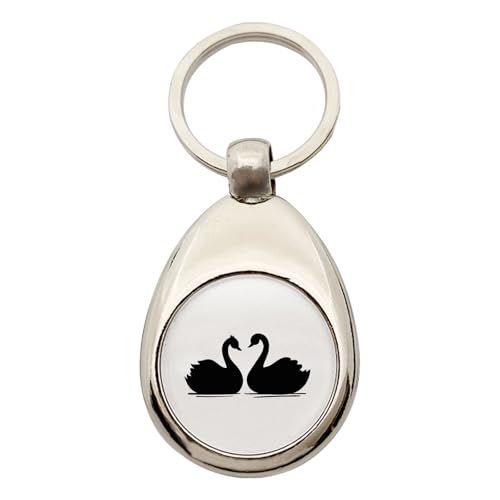 Huuraa Schlüsselanhänger Schwan Pärchen Geschenk Metall Einkaufswagenchip Schwan Geschenkidee von Huuraa