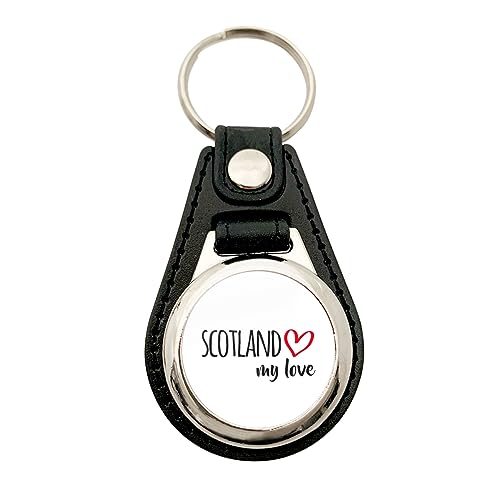 Huuraa Schlüsselanhänger Scotland my love Anhänger Größe Metall mit Kunstleder für alle Fans von Schottland Geschenk Idee für Freunde und Familie von Huuraa