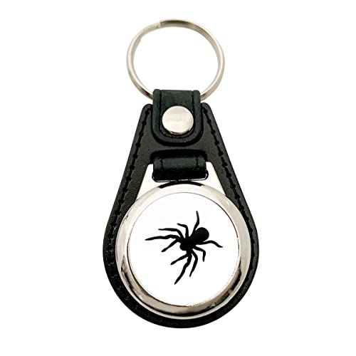 Huuraa Schlüsselanhänger Spinne Silhouette Anhänger Größe Metall mit Kunstleder mit Motiv für alle Tierfreunde Geschenk Idee für Freunde und Familie von Huuraa