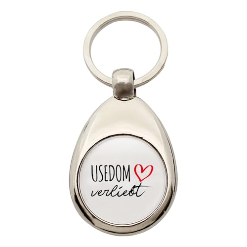 Huuraa Schlüsselanhänger Usedom verliebt Geschenk Metall Einkaufswagenchip Usedom Geschenkidee von Huuraa