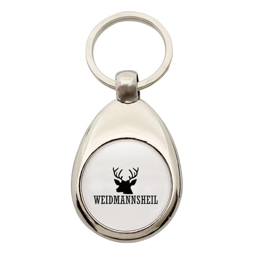 Huuraa Schlüsselanhänger Weidmannsheil Hirsch Jägergruß Geschenk Metall Einkaufswagenchip Weidmannsheil Hirsch Geschenkidee von Huuraa