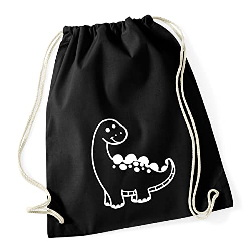 Huuraa Turnbeutel Apatosaurus Dinosaurier Rucksack Baumwolle 12 Liter Größe Black mit Motiv für alle Dino Fans Geschenk Idee für Freunde und Familie von Huuraa