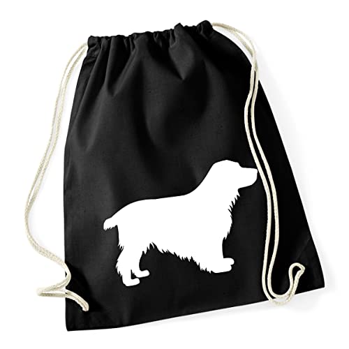 Huuraa Turnbeutel English Cocker Spaniel Silhouette Rucksack Baumwolle 12 Liter Größe Black mit Motiv für Hundefreunde Geschenk Idee für Freunde und Familie von Huuraa