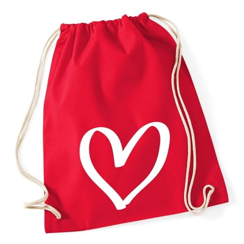 Huuraa Gymbag Herz Heart Geschenk 12 Liter Classic Red Baumwolle Herz Geschenkidee von Huuraa