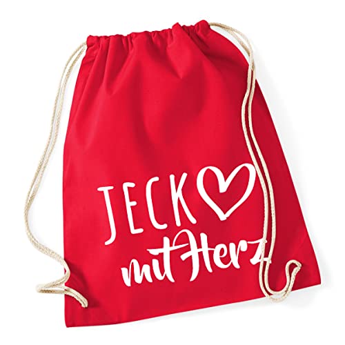 HUURAA Turnbeutel Jeck mit Herz Rucksack Baumwolle 12 Liter Classic Red mit Motiv für die tollsten Menschen Geschenk Idee für Freunde und Familie von HUURAA