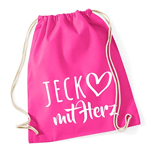 HUURAA Turnbeutel Jeck mit Herz Rucksack Baumwolle 12 Liter Fuchsia mit Motiv für die tollsten Menschen Geschenk Idee für Freunde und Familie von HUURAA