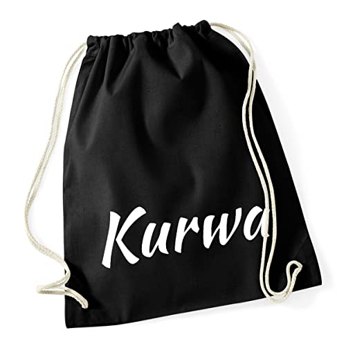 Huuraa Turnbeutel Kurwa Polnisch Rucksack Baumwolle 12 Liter Größe Black mit stylischem Motiv Geschenk Idee für Freunde und Familie von Huuraa