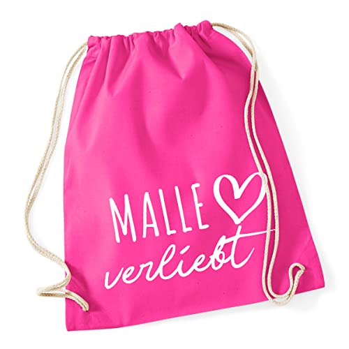 HUURAA Turnbeutel Malle verliebt Rucksack Baumwolle Fuchsia mit Namen deiner lieblings Insel Geschenk Idee für Freunde und Familie von HUURAA