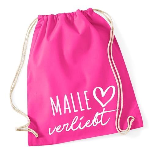 Huuraa Stoffbeutel Malle verliebt Geschenk 12 Liter Fuchsia Baumwolle Malle Aufmerksamkeit von Huuraa