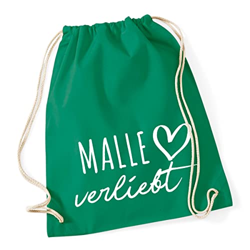 HUURAA Turnbeutel Malle verliebt Rucksack Baumwolle Kelly Green mit Namen deiner lieblings Insel Geschenk Idee für Freunde und Familie von HUURAA