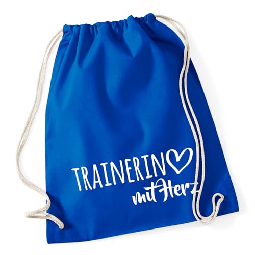 Huuraa Tasche Trainerin mit Herz Geschenk 12 Liter Bright Royal Baumwolle Trainerin Mitbringsel von Huuraa