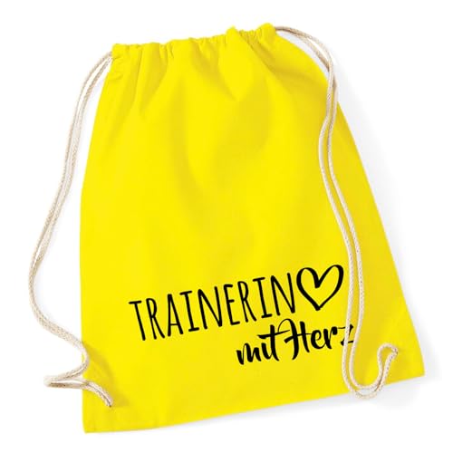 Huuraa Beutel Trainerin mit Herz Geschenk 12 Liter Yellow Baumwolle Trainerin Souvenir von Huuraa