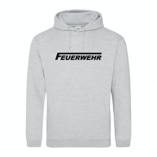 huuraa Unisex Hoodie Feuerwehr langes F Pullover Vegan Größe L Heather Grey mit Motiv für Lebensretter Geschenk Idee für Freunde und Familie von huuraa