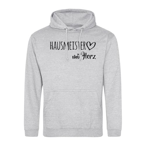 Huuraa Pullover Hausmeister mit Herz Geschenk Größe L Heather Grey Vegan Hausmeister Präsent von Huuraa