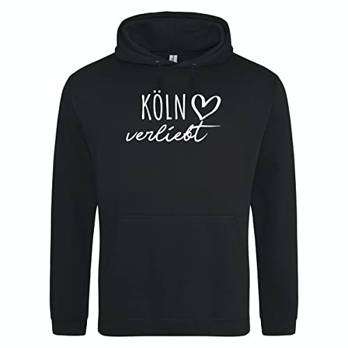 huuraa Unisex Hoodie Köln verliebt Pullover Vegan Größe 3XL Deep Black mit Namen deiner lieblings Stadt Geschenk Idee für Freunde und Familie von huuraa