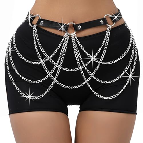 Punk Leder Taille Bauchkette Gürtel Schwarz Mode Harness Körperkette geschichtete Bauchkette Gothic Leder Metall Taillenkette Körper Bauch Gürtel Ketten Schmuck Rave-Zubehör für jede Frau und Mädchen. Punk Leder Taille Bauchkette Gürtel Schwarz Mode Harness Körperkette geschichtete Bauchkette Gothic Leder Metall Taillenkette Körper Bauch Gürtel Ketten Schmuck Rave-Zubehör für jede Frau und Mädchen. von huwaicpi