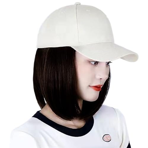 Baseballkappe HaarperüCke Baseballkappe Mit HaarverläNgerungen FüR Frauen Baseball PerüCke Gerade Kurze Bob PerüCke HüTe Mit Haar Gerade Kurze Bob PerüCke von huwvqci